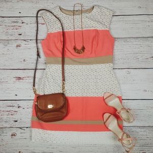 Coral and Lace Striped Studio One Dress